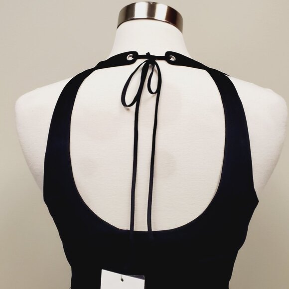 A.L.C. Leesa Tie Back Black Scuba Slit Midi Dress - Size 6 NWT Minimalist - Picture 10 of 15